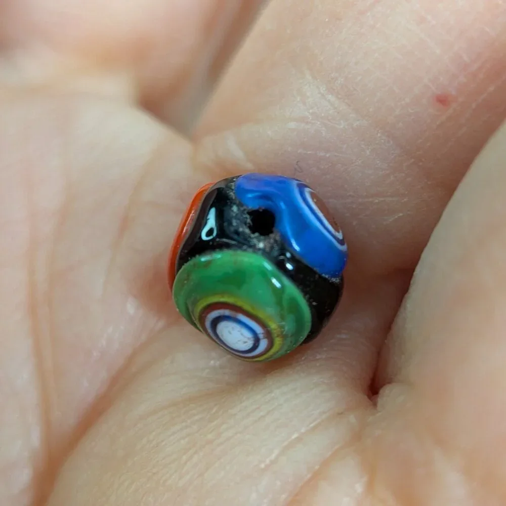 Vintage Millefiori Glass (52) BEADS Double Sided Handmade Multi Colored